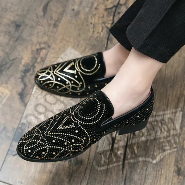 Mocassin homme noir strass dorés – Image 8