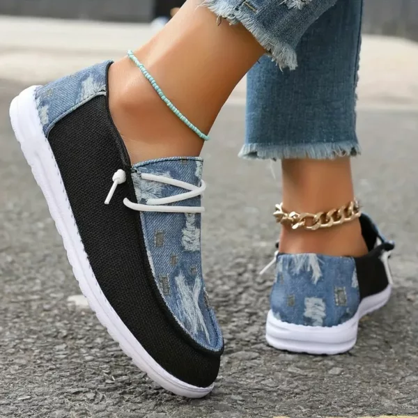 Mocassin femme denim effet usé tendance – Image 2