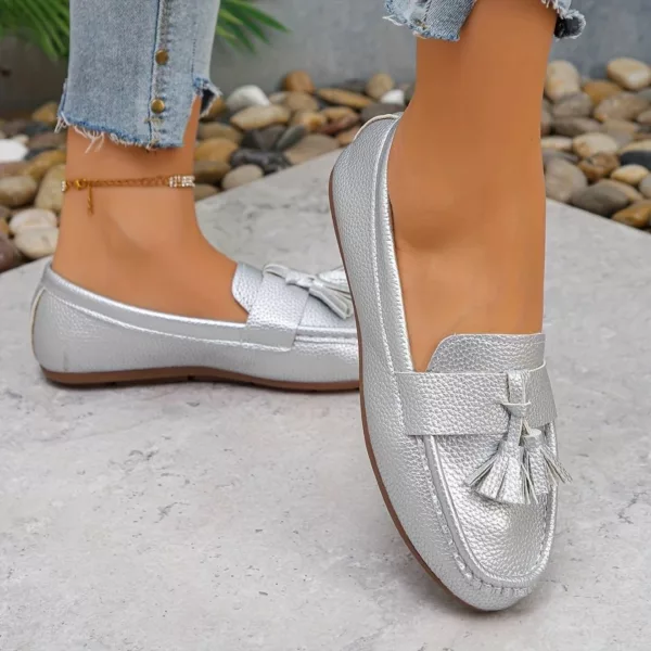 Mocassin femme métallisé pampilles élégantes – Image 2