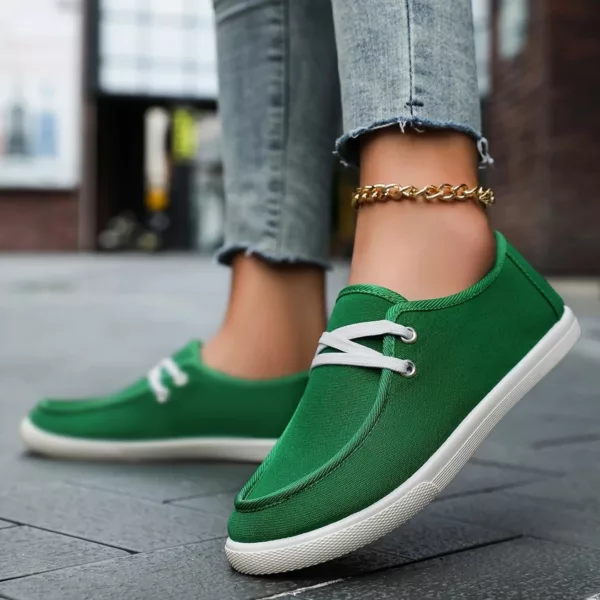 Mocassin femme toile lacets casual – Image 15