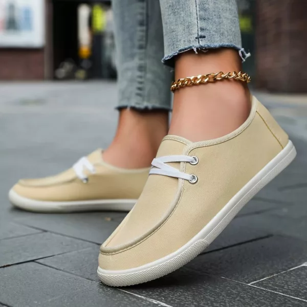 Mocassin femme toile lacets casual – Image 3