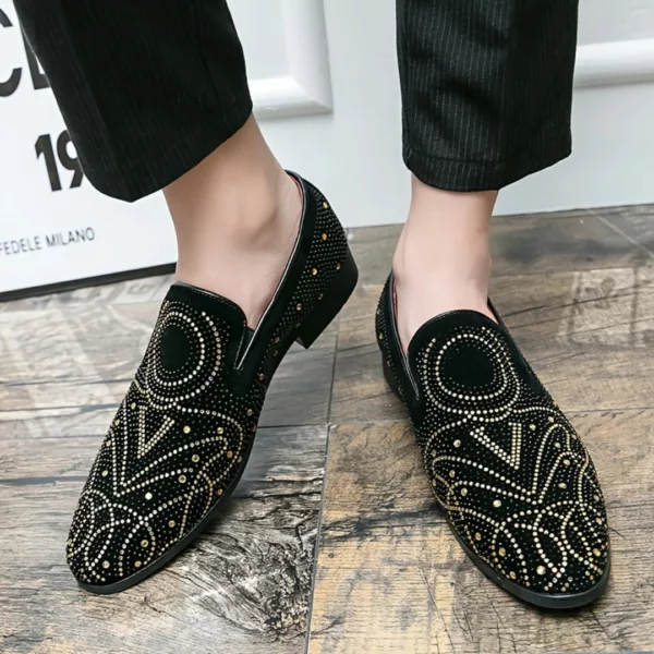 Mocassin homme noir strass dorés – Image 6