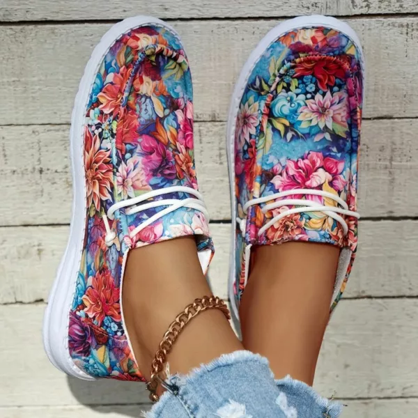 Mocassin femme fleuri semelle sport – Image 9