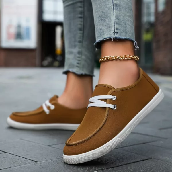 Mocassin femme toile lacets casual – Image 4