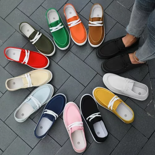 Mocassin femme toile lacets casual