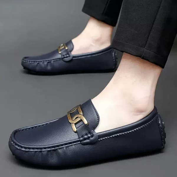 Mocassin homme chaîne métal tendance – Image 3