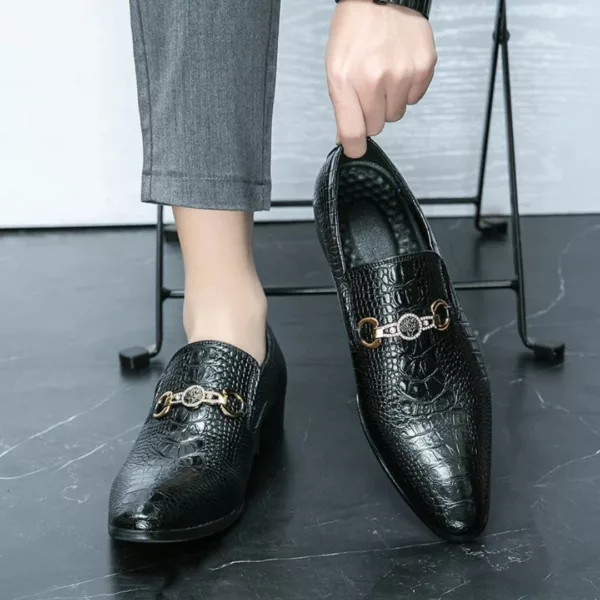 Mocassin homme croco boucle dorée luxe – Élégance haut de gamme au masculin – Style chic et raffiné pour toutes occasions – Image 7