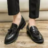 Mocassin homme cuir verni à glands