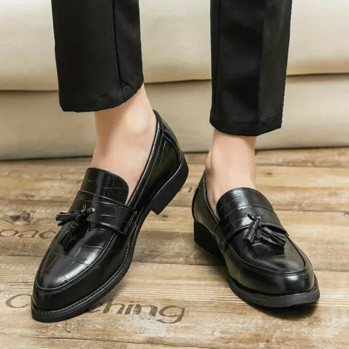 Mocassin homme cuir verni à glands