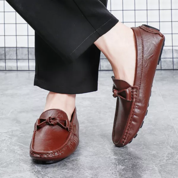 Mocassin cuir homme souple à nœud – Image 2