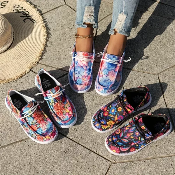 Mocassin femme fleuri semelle sport