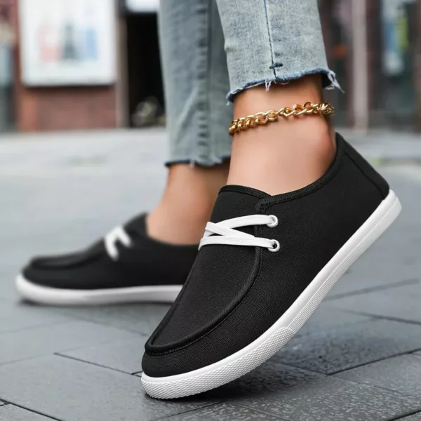 Mocassin femme toile lacets casual – Image 5