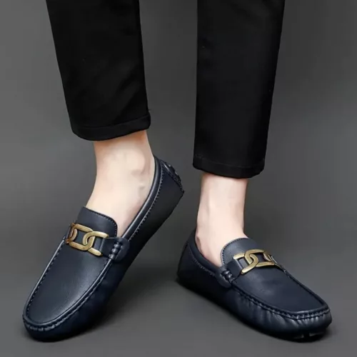 Mocassin homme chaîne métal tendance