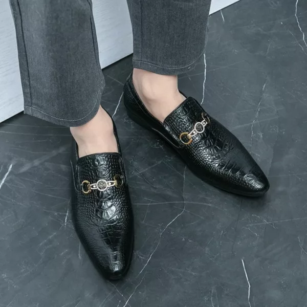 Mocassin homme croco boucle dorée luxe – Élégance haut de gamme au masculin – Style chic et raffiné pour toutes occasions – Image 8