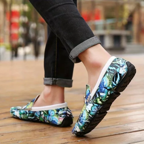 Mocassin homme imprimé papillons audacieux