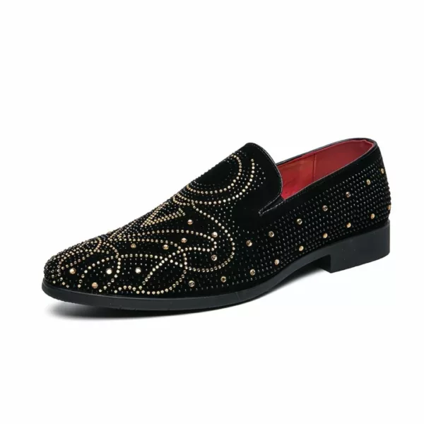 Mocassin homme noir strass dorés – Image 10