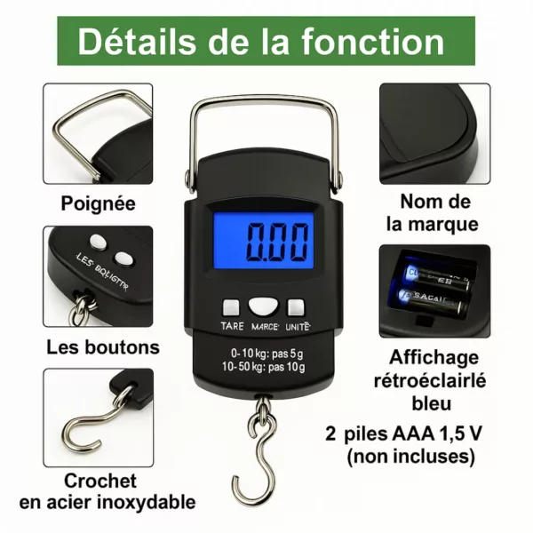 Balance électronique crochet pour peser poissons – Image 6