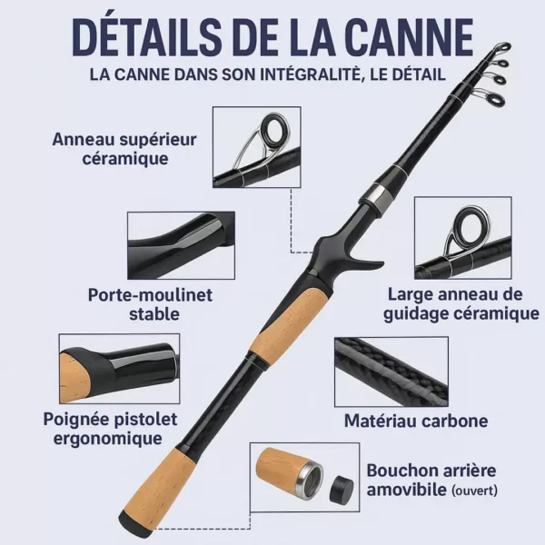 Canne à pêche télescopique ultra légère – Image 7