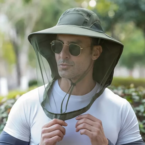 Casquette pêcheur anti-uv avec filet nuque – Image 9