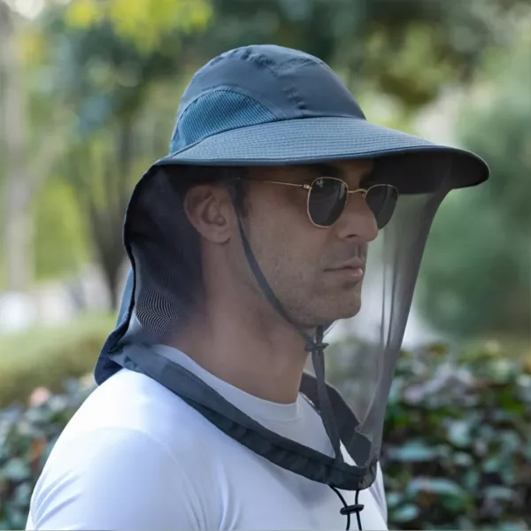 Casquette pêcheur anti-uv avec filet nuque – Image 2
