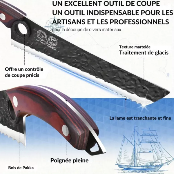 Couteau à pain dentelé manche courbé – Image 7