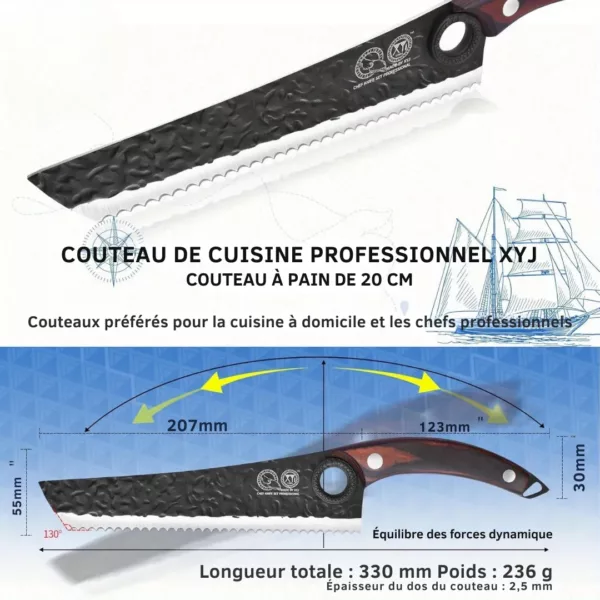 Couteau à pain dentelé manche courbé – Image 4