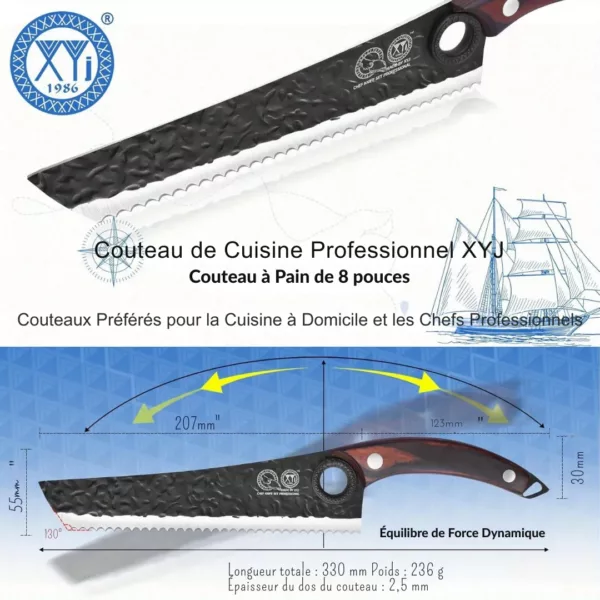 Couteau à pain lame crantée japonaise – Image 7