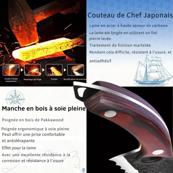 Couteau à pain lame crantée japonaise – Image 2