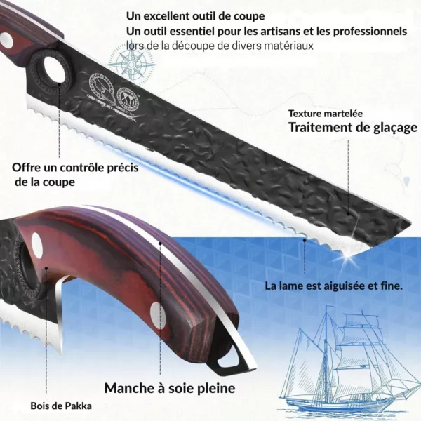Couteau à pain lame crantée japonaise – Image 4