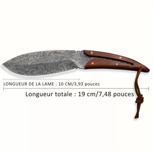 Couteau artisanal lame plume gravée – Image 3