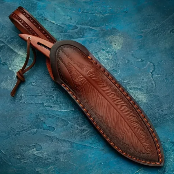 Couteau artisanal lame plume gravée – Image 9