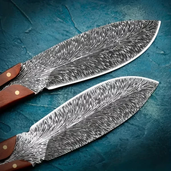 Couteau artisanal lame plume gravée – Image 2