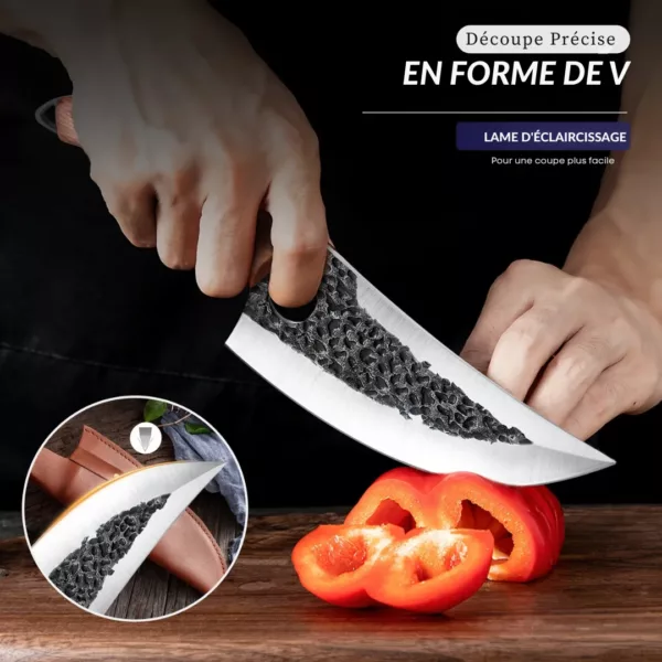 Couteau de boucher lame martelée – Image 6