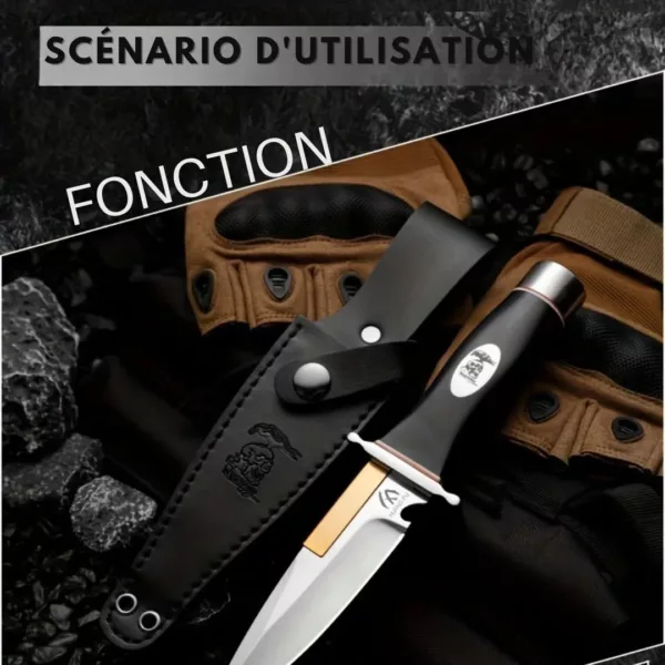Couteau de chasse lame fixe avec étui – Image 7