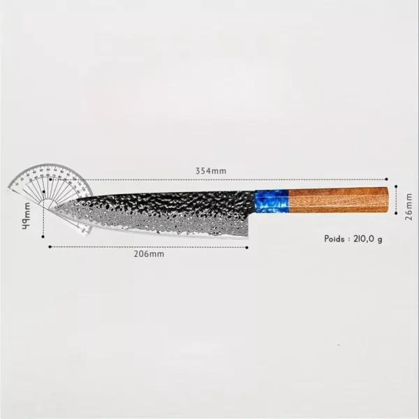 Couteau de chef damas manche résine – Image 3