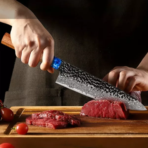 Couteau de chef damas manche résine – Image 5