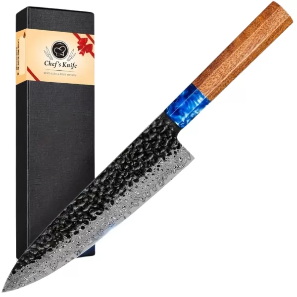 Couteau de chef damas manche résine
