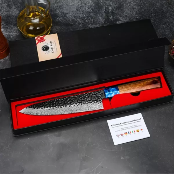 Couteau de chef damas manche résine – Image 6