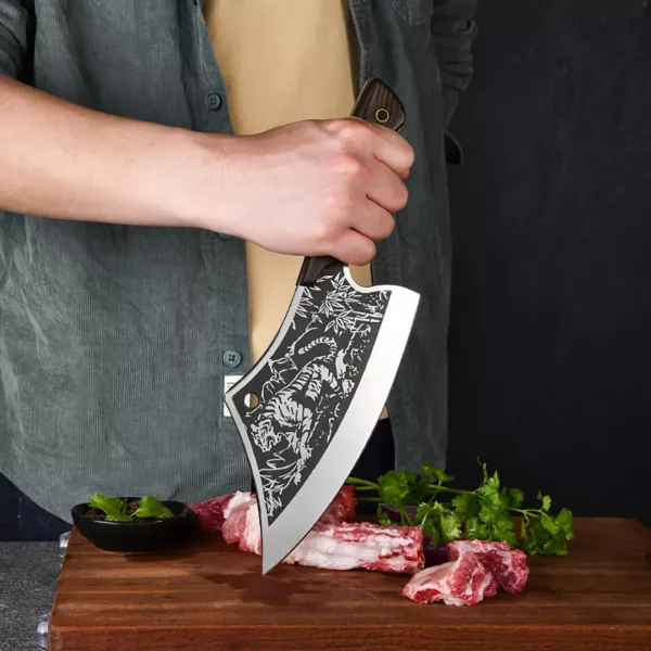 Couteau de chef gravé style tigre – Image 11