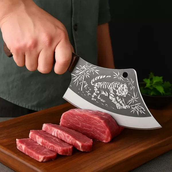 Couteau de chef gravé style tigre – Image 2