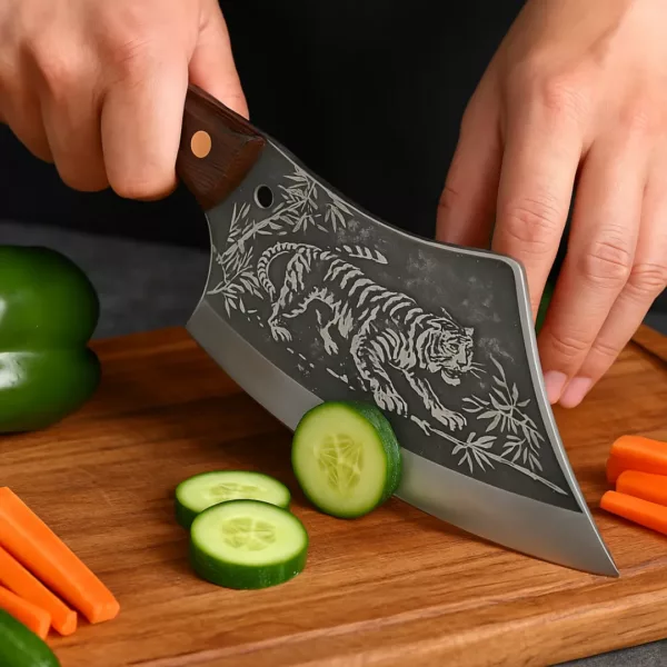 Couteau de chef gravé style tigre – Image 9