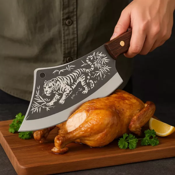 Couteau de chef gravé style tigre – Image 10
