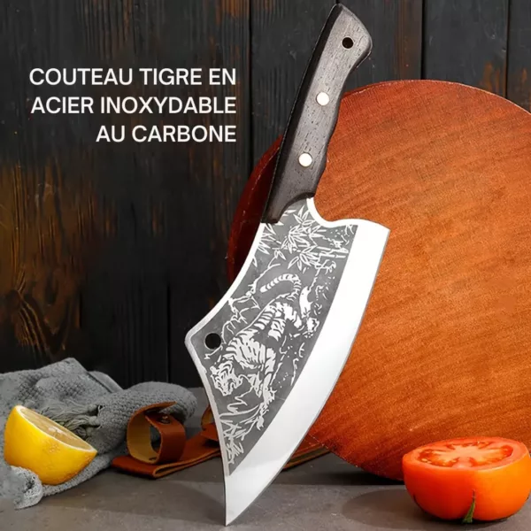 Couteau de chef gravé style tigre – Image 12