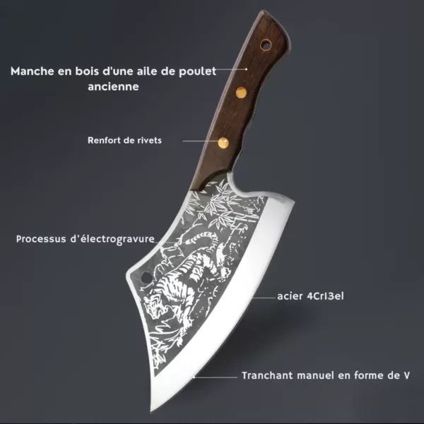 Couteau de chef gravé style tigre – Image 6