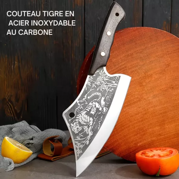 Couteau de chef gravé style tigre – Image 4