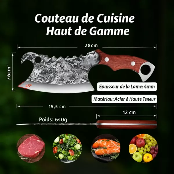 Couteau de chef lame sculptée fantasy – Image 3