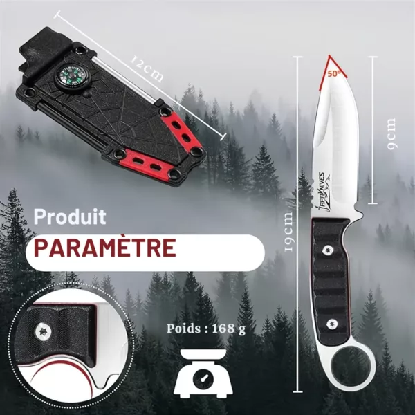 Couteau de survie lame fixe tactique – Image 3