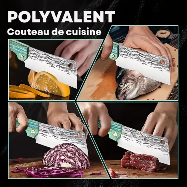 Couteau hachoir pliant manche vert – Image 6