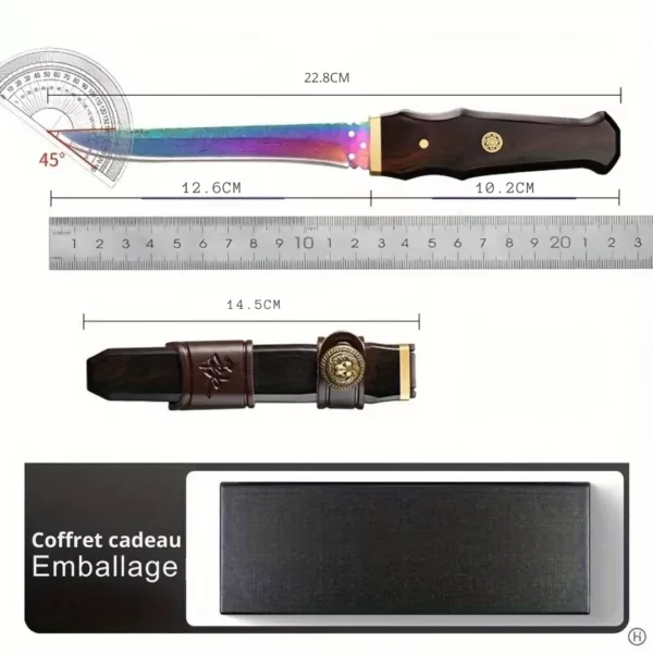 Couteau japonais artisanal manche bois luxe – Image 3