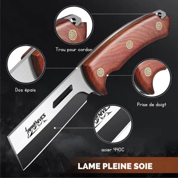 Couteau japonais droit lame épaisse – Image 3